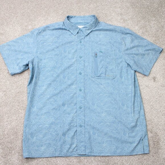 Gillz Shirt Mens Large Blue Geometric Polyester Stretch Fishing Long Sleeve - Picture 2 of 16